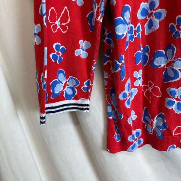 Talbots Floral Cardigan Women’s XL Red 3/4‎ Sleeve Retro 90’s Inspired Y2k - Picture 5 of 11